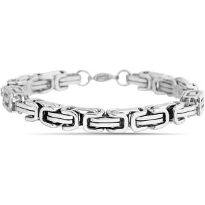 imageNautica 8 mm Byzantine Chain Bracelet for Men Stainless Steel 85 Inches