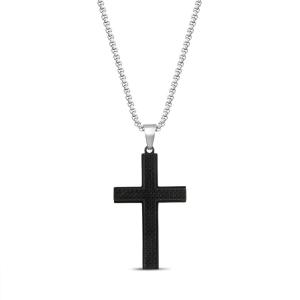 imageNautica Woven Black Cross Necklace for Men Stainless Steel 24 Inches