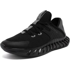 imageNautica Mens Casual Fashion Sneakers  Lightweight LaceUp Athletic Walking Shoes for Gym amp Tennis ComfortableBlack Charcoalkediri