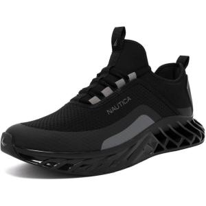 imageNautica Mens Casual Fashion Sneakers  Lightweight LaceUp Athletic Walking Shoes for Gym amp Tennis ComfortableBlack Charcoalwyern
