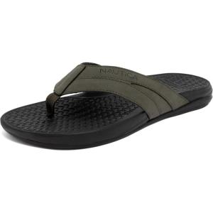 imageNautica Mens Flip Flop Beach Sandal Boat Slide Water SlippersOlivedanix