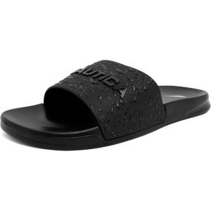 imageNautica Mens Open Toe Slide Sandals  Comfortable Indoor amp Outdoor Shower SlippersBlack X Rain Water