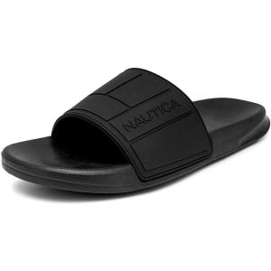 imageNautica Mens Open Toe Slide Sandals  Comfortable Indoor amp Outdoor Shower SlippersBlackbower Mono