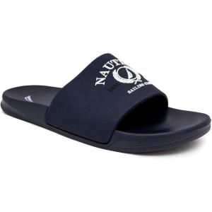 imageNautica Mens Open Toe Slide Sandals  Comfortable Indoor amp Outdoor Shower SlippersNavy White Porter