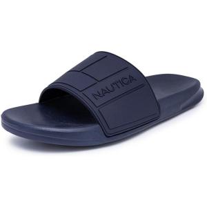 imageNautica Mens Open Toe Slide Sandals  Comfortable Indoor amp Outdoor Shower SlippersNavybower Mono