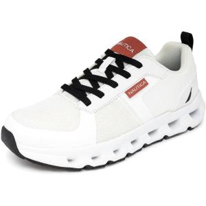 imageNautica Mens Running Sneakers Sport Fashion LaceUp Athletic Soft Shoes for Gym Tennis Men  Cushioned Breathable Lightweight amp ComfortableWhite Black Orange