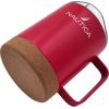 imageNAUTICA Insulated 12 oz Stainless Steel Mug with SpillResistant Lid amp Cork Base Hot or cold beverages Light GreyRed