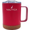 imageNAUTICA Insulated 12 oz Stainless Steel Mug with SpillResistant Lid amp Cork Base Hot or cold beverages Light GreyRed