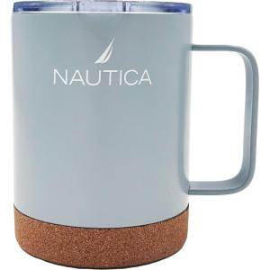 imageNAUTICA Insulated 12 oz Stainless Steel Mug with SpillResistant Lid amp Cork Base Hot or cold beverages Light GreyLight Grey