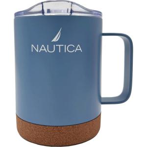imageNAUTICA Insulated 12 oz Stainless Steel Mug with SpillResistant Lid amp Cork Base Hot or cold beverages Med Blue