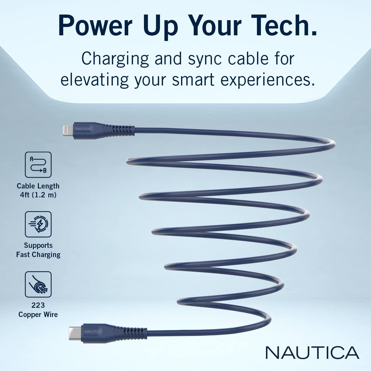 imageNautica USB C to Lightning Cable Type C to Lightning Cable USB C Charger MFi Verified Fast Charger Charging Cord Compatible with iPhone 1312 Pro Max11XXSXR iPad AirPod 4 Ft WhiteNavy
