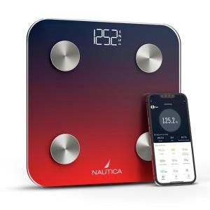 imageNautica Body Tracker Digital Bathroom Scale BluetoothEnabled Smart Scale with BMI Body Fat Muscle Mass Tracking amp More Syncs with Smartphone App for Body Composition Tracking 396 LbsNavy Red