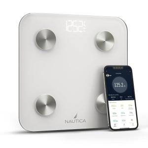 imageNautica Body Tracker Digital Bathroom Scale BluetoothEnabled Smart Scale with BMI Body Fat Muscle Mass Tracking amp More Syncs with Smartphone App for Body Composition Tracking 396 LbsWhite