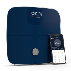 imageNautica Smart Scale for Body Weight  BMI Body Fat Muscle Mass  12 Metrics Bluetooth App ITO Technology Hidden LED Display 440lb Capacity  Body Tracker