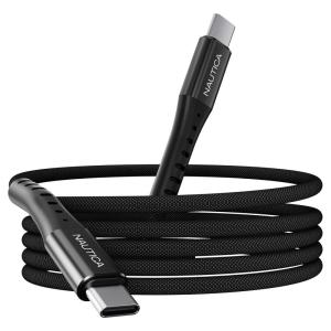 imageNautica USBC to USBC Cable 15W HighSpeed Charging Durable Braided Cable Premium Quality Universal Compatibility Black
