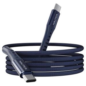 imageNautica USBC to USBC Cable 15W HighSpeed Charging Durable Braided Cable Premium Quality Universal Compatibility Navy