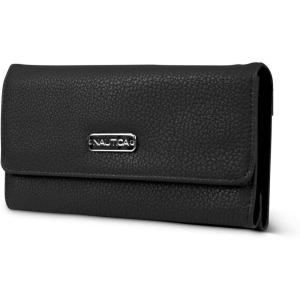 imageNautica Money Manager RFID Slim and Small Wallet for Women  Credit Card Holder with Coin Purse and Zipper Wallet Womens Clutch OrganizerBlack Pebble