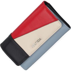 imageNautica Money Manager RFID Slim and Small Wallet for Women  Credit Card Holder with Coin Purse and Zipper Wallet Womens Clutch OrganizerColorblock Blue