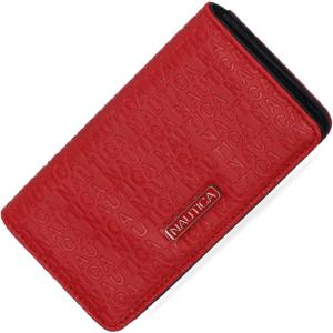 imageNautica Seaside Slim Womens Wallet RFID Blocking Credit Card Holder Coin Purse Checkbook Organizer Clutch Small Vegan Leather Wallet for Travel Black LogoRed Logo