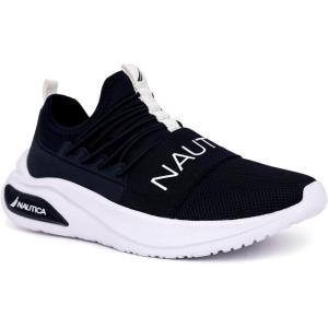 imageNautica Kids Athletic SlipOn Sneakers  Comfortable Bungee Running Shoes for Boys and Girls  Stylish and Supportive Footwear for Active Kids Big KidLittle KidToddlerNavy Whitesummr