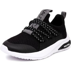 imageNautica Kids Athletic SlipOn Sneakers  Comfortable Bungee Running Shoes for Boys and Girls  Stylish and Supportive Footwear for Active Kids Big KidLittle KidToddlerBlack Silverswimm