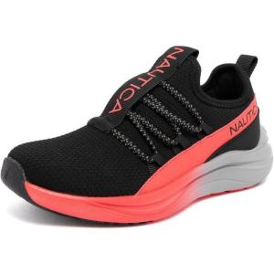 imageNautica Kids Boys and Girls Athletic SlipOn Sneakers Lightweight Bungee Running Shoes for Toddler Little Kid and Big KidBlack Pinkseabert