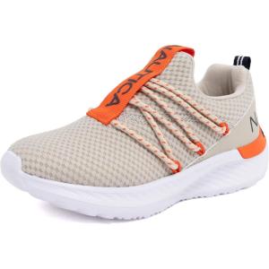 imageNautica Kids Boys and Girls Athletic SlipOn Sneakers Lightweight Bungee Running Shoes for Toddler Little Kid and Big KidBone Orangestellan