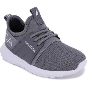 imageNautica Kids Boys and Girls Athletic SlipOn Sneakers Lightweight Bungee Running Shoes for Toddler Little Kid and Big KidGrey Tonal