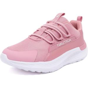 imageNautica Kids Boys and Girls Athletic SlipOn Sneakers Lightweight Bungee Running Shoes for Toddler Little Kid and Big KidMauve Metallic