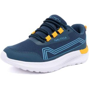 imageNautica Kids Boys and Girls Athletic SlipOn Sneakers Lightweight Bungee Running Shoes for Toddler Little Kid and Big KidNavy Orangestellan