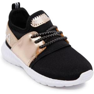 imageNautica Kids Boys and Girls Athletic SlipOn Sneakers Lightweight Bungee Running Shoes for Toddler Little Kid and Big KidRose Gold Black