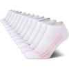 imageNautica Womens Low Cut Socks  12 Pack Moisture Wicking Cushioned Athletic No Show Socks for WomenWhite Stripe