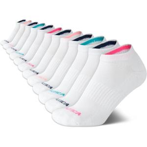 imageNautica Womens Low Cut Socks  12 Pack Moisture Wicking Cushioned Athletic No Show Socks for WomenAll White