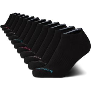 imageNautica Womens Low Cut Socks  12 Pack Moisture Wicking Cushioned Athletic No Show Socks for WomenArgyle Black