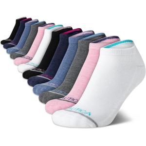 imageNautica Womens Low Cut Socks  12 Pack Moisture Wicking Cushioned Athletic No Show Socks for WomenPink Assorted