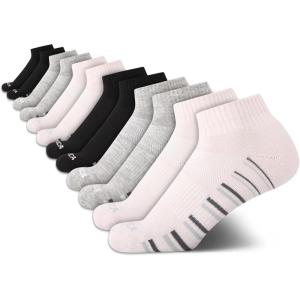 imageNautica Womens Quarter Cut Moisture Control Athletic Socks with Cushioned Comfort 12 PackLight Pink Black