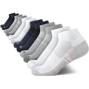 imageNautica Womens Quarter Cut Moisture Control Athletic Socks with Cushioned Comfort 12 PackWhite Assorted