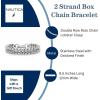 imageNautica 11 mm Double Row Box Chain Bracelet for Men Oxidized Stainless Steel 85 Inches