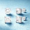 imageNautica 910 mm Round and Princess Cut CZ Stud Earrings for Men Rhodium Plated Alloy