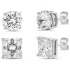 imageNautica 910 mm Round and Princess Cut CZ Stud Earrings for Men Rhodium Plated Alloy
