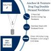 imageNautica Anchor Dog Tag Layered Necklaces for Men Oxidized Stainless Steel 24 Inches