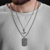 imageNautica Anchor Dog Tag Layered Necklaces for Men Oxidized Stainless Steel 24 Inches
