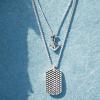 imageNautica Anchor Dog Tag Layered Necklaces for Men Oxidized Stainless Steel 24 Inches