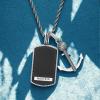 imageNautica Oxidized Stainless Steel Black Enamel Dog Tag Anchor Rope Chain Necklace for Men