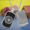imageNautica Oxidized Stainless Steel Black Enamel Dog Tag Starburst Freedom Rope Chain Necklace for Men