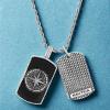 imageNautica Oxidized Stainless Steel Black Enamel Dog Tag Starburst Freedom Rope Chain Necklace for Men