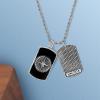 imageNautica Oxidized Stainless Steel Black Enamel Dog Tag Starburst Freedom Rope Chain Necklace for Men