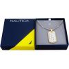 imageNautica Two Tone Dog Tag Necklace for Men 14K Yellow Gold IP Plated Stainless Steel 26 Inches