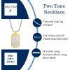 imageNautica Two Tone Dog Tag Necklace for Men 14K Yellow Gold IP Plated Stainless Steel 26 Inches