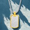 imageNautica Two Tone Dog Tag Necklace for Men 14K Yellow Gold IP Plated Stainless Steel 26 Inches